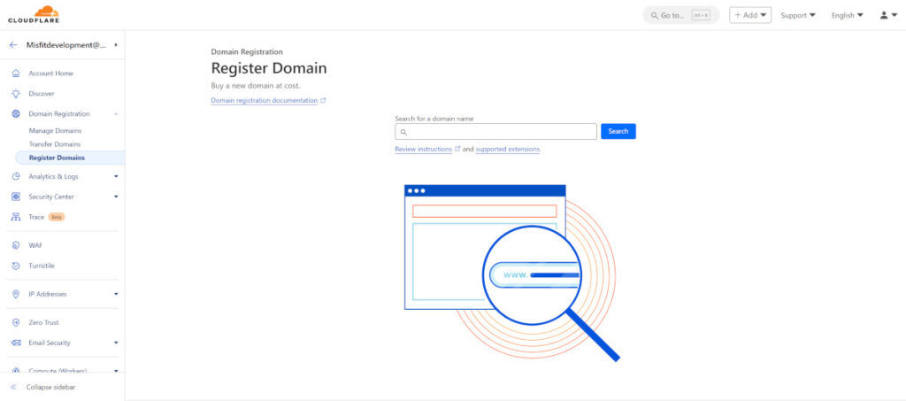 Access the Cloudflare Registrar