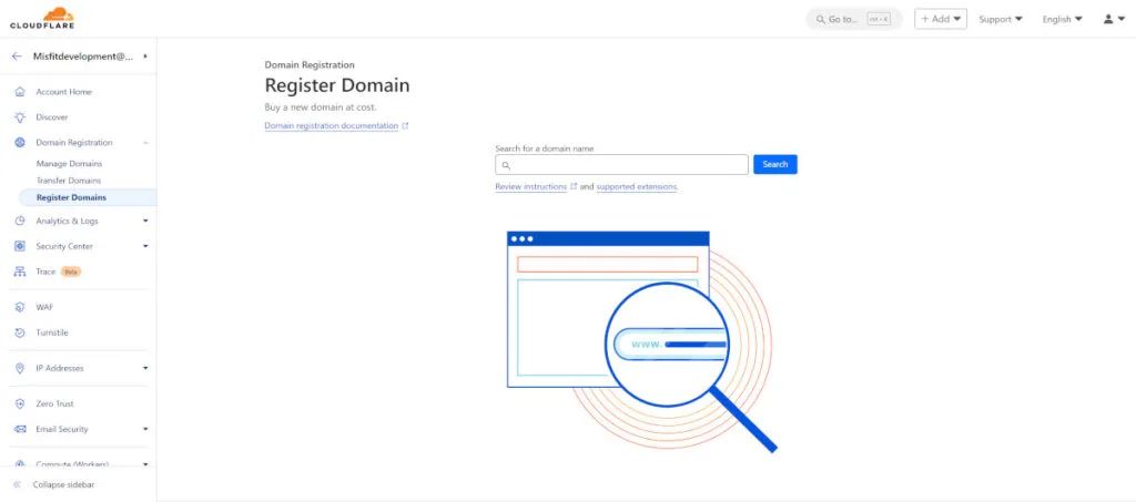 Access the Cloudflare Registrar Access the Cloudflare Registrar